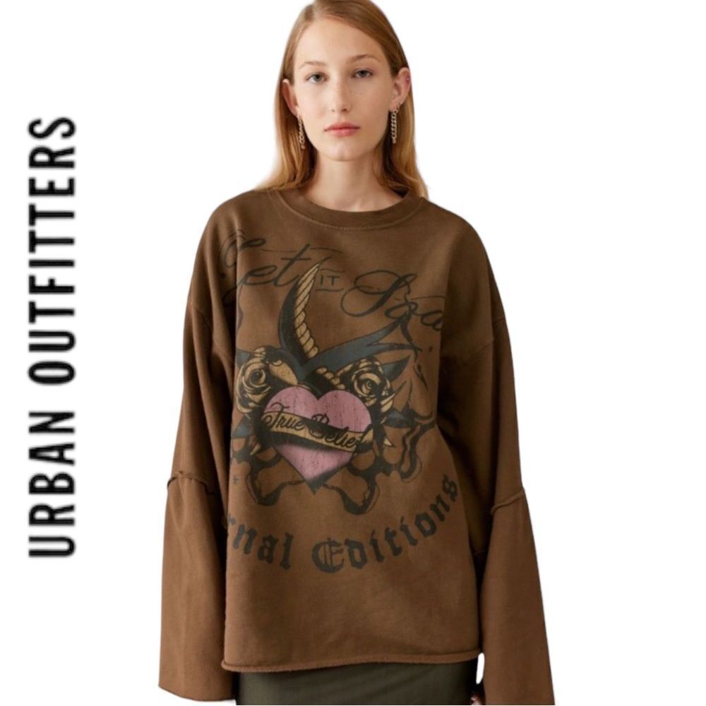 NEW UO Urban Outfitters Let It Soar Seamed Pullover Sweatshirt L XL